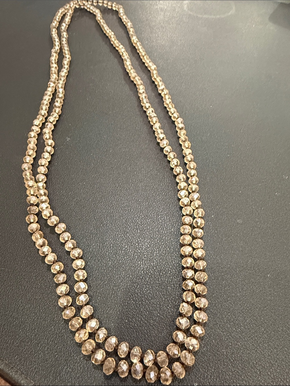 Elegant Double-Strand Champagne Crystal Necklace